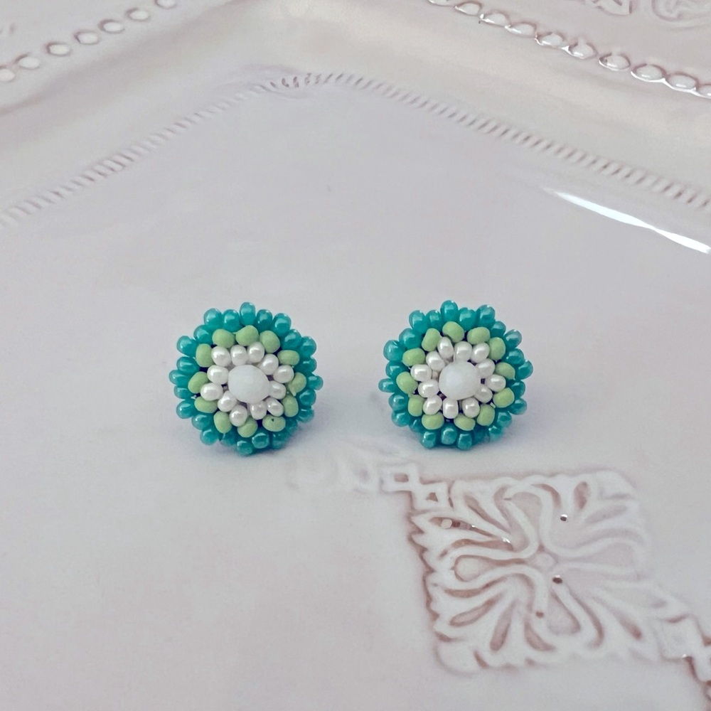 Mexican Ombré Beaded Stud Earrings